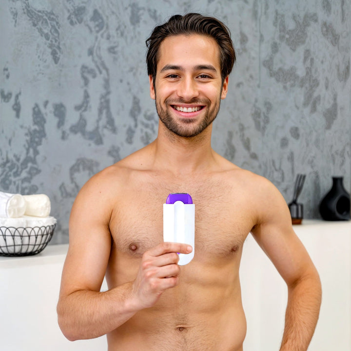 Épilateur rechargeable pour hommes, garantissant une hygiène impeccable et un rasage précis. Soins personnels efficaces.