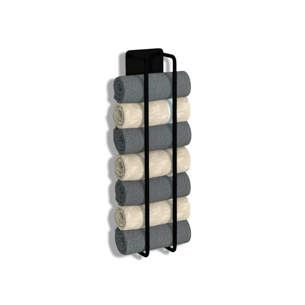Élégant porte-serviettes mural double en métal noir. Barre design moderne pour une salle de bain fonctionnelle.