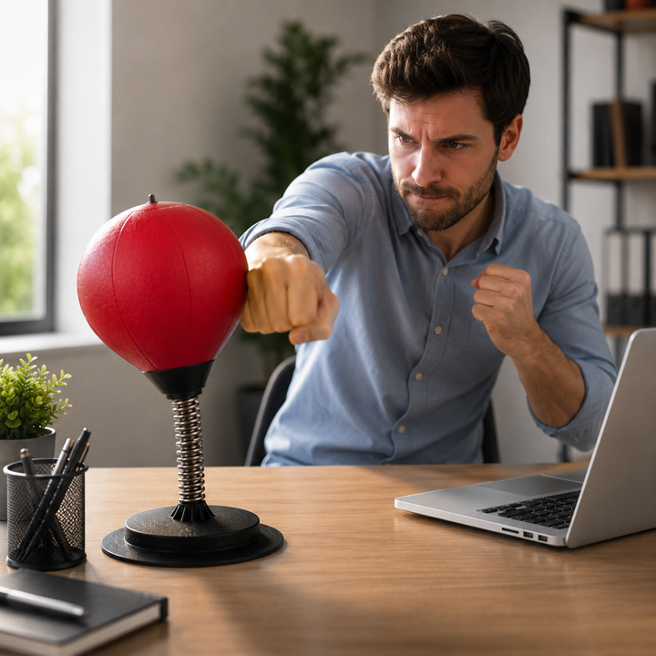 Accessoire bien-être MindStrike : sac de frappe anti-stress de bureau, pour une meilleure gestion de l'énergie.