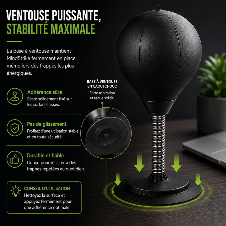Sac de frappe portable MindStrike, accessoire anti-stress noir et rouge, parfait pour libérer l'énergie.