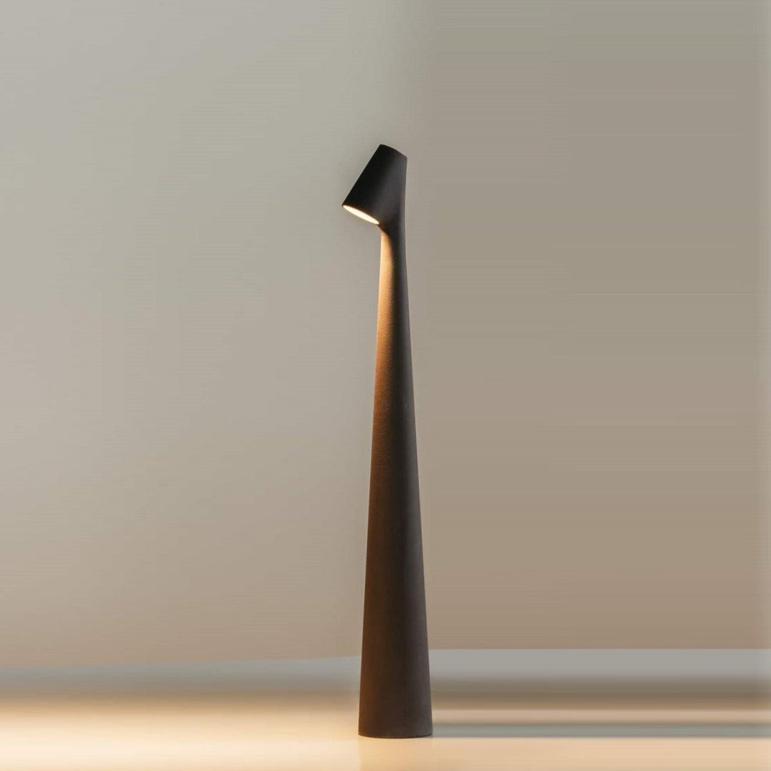 Lampe LED de jardin sans fil, rechargeable, design moderne pour éclairer vos soirées.