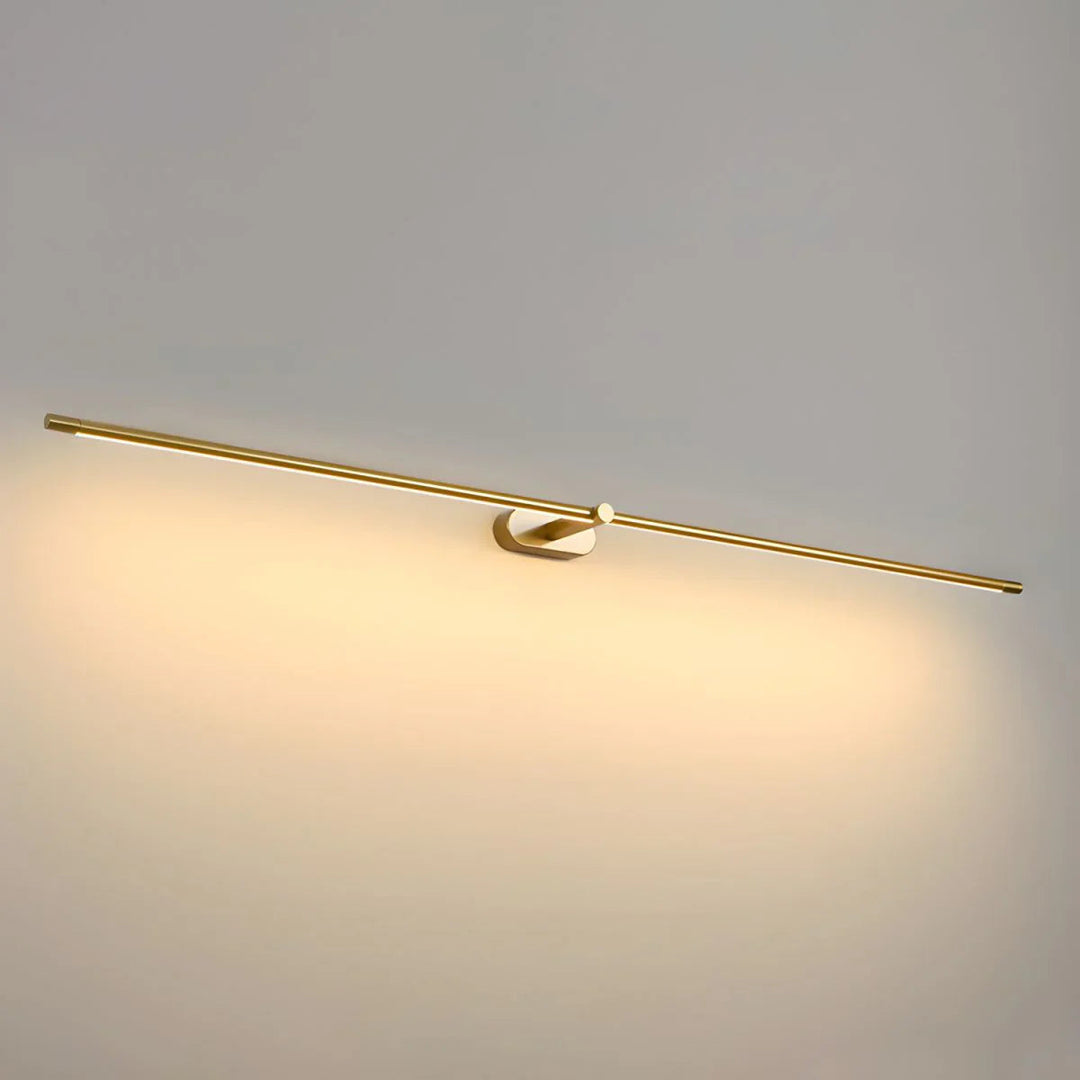 Luminaire mural LED noir pour salle de bain. Design linéaire et minimaliste, lumière chaude et moderne.