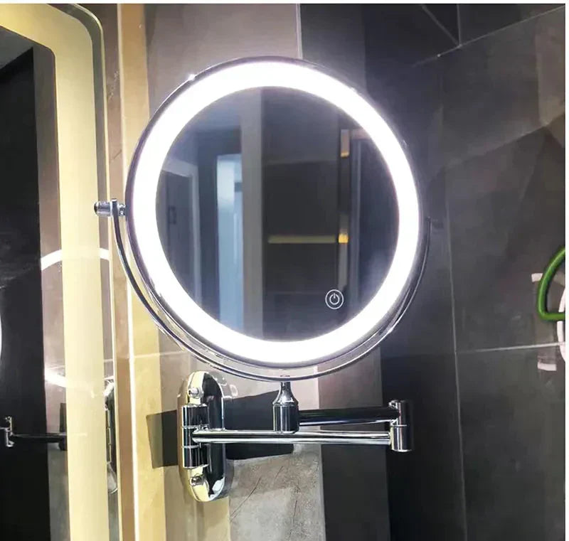 Miroir LED grossissant LumiReflect pour salle de bain, parfait pour le maquillage de précision.