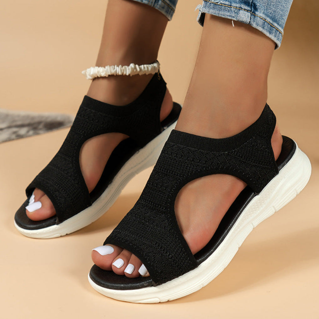 Sandales femme confort été, semelle épaisse légère, respirantes bout ouvert. Idéales grandes tailles pour un look mode.