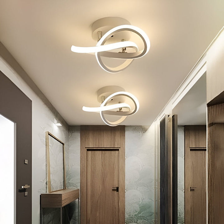 Plafonnier moderne Ø24 cm, LED économique, design abstrait pour bureau.