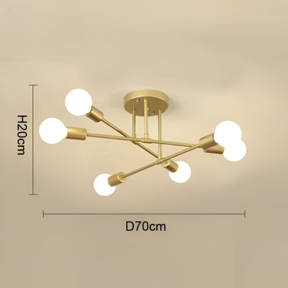 Plafonnier doré avec éclairage LED intégré, un choix moderne pour une lampe de plafond design et économique.