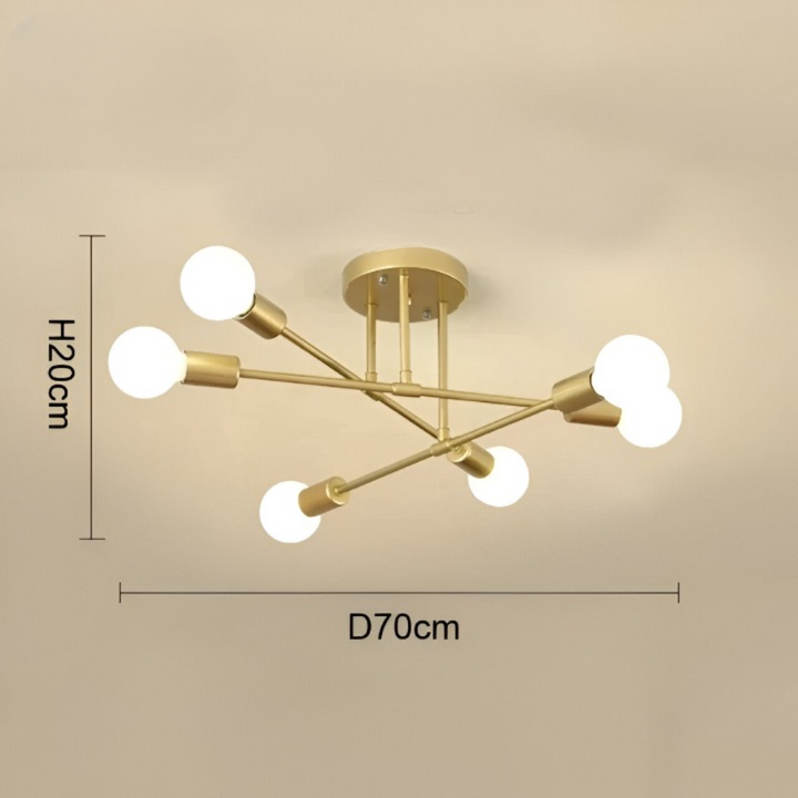 Plafonnier doré avec éclairage LED intégré, un choix moderne pour une lampe de plafond design et économique.