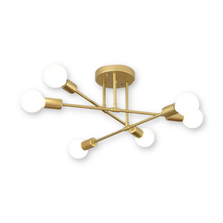 Plafonnier moderne doré, luminaire LED au design intérieur épuré pour un éclairage contemporain et stylé.