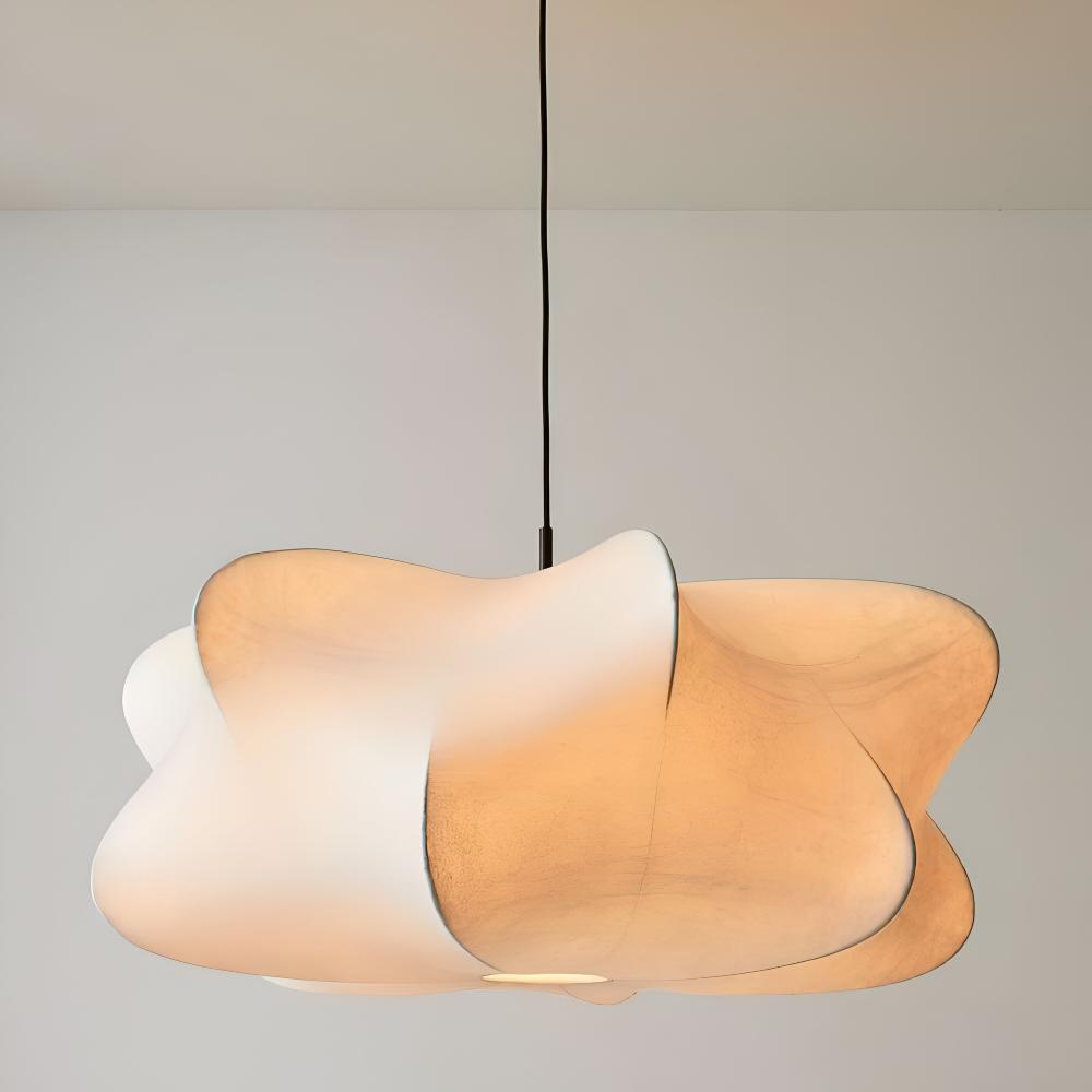 Plafonnier moderne, lumière douce et apaisante pour salle à manger Wabi Sabi.