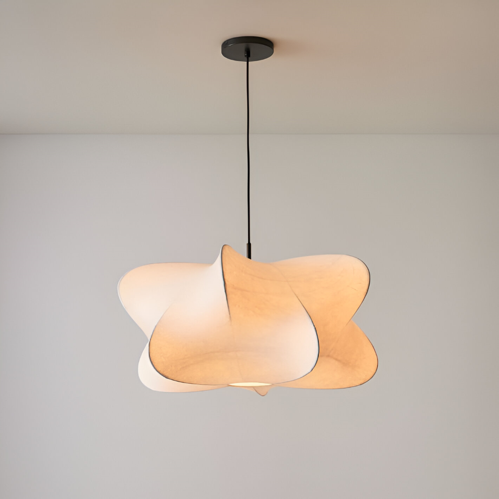 Lampe suspendue Wabi Sabi, éclairage doux, design japonais pour décoration.