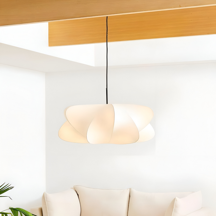 Lampe suspendue design Wabi Sabi, lumière douce pour chambre ou bureau.