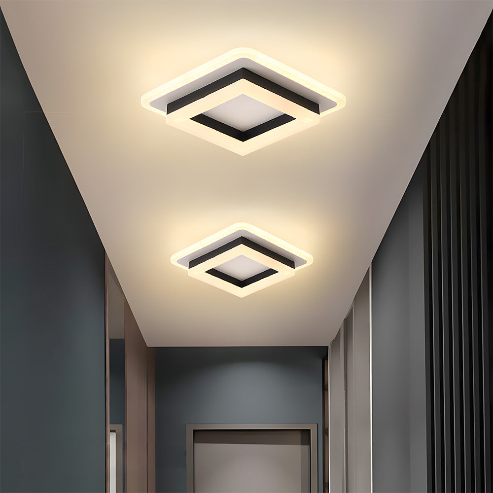 Luminaire de plafond carré LED, idéal pour chambre ou couloir, lumière économique.
