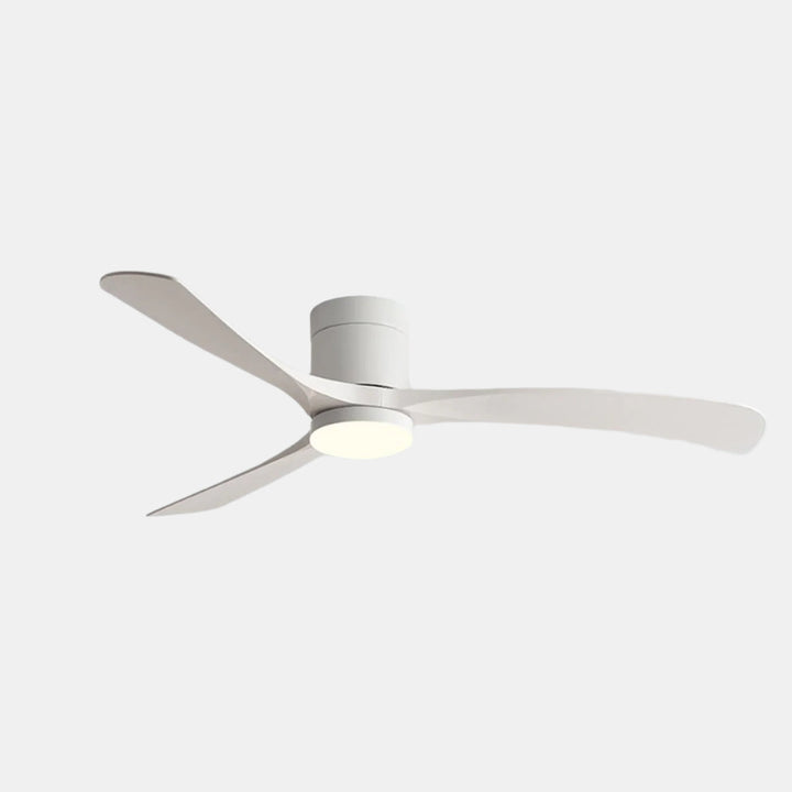 Ventilateur de plafond LED moderne et silencieux, idéal pour le salon ou la chambre avec télécommande.