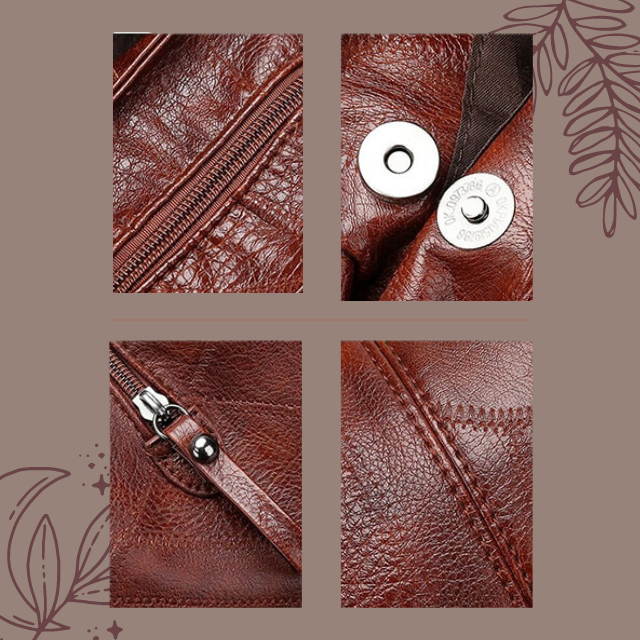 Sac à main classique en cuir véritable, élégance intemporelle pour femme.