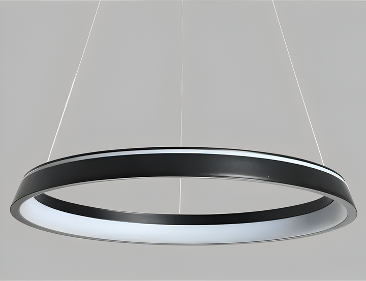 Luminaire LED suspendu CircuGlow, noir, pour un éclairage d'ambiance moderne et économe en énergie.
