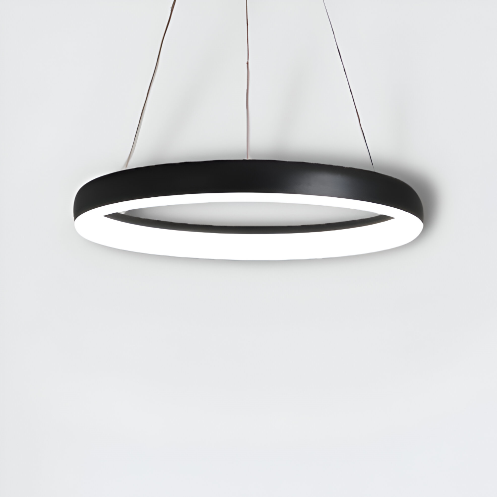 Lampe LED suspendue CircuGlow, blanche, design minimaliste, pour une lumière moderne et économe.