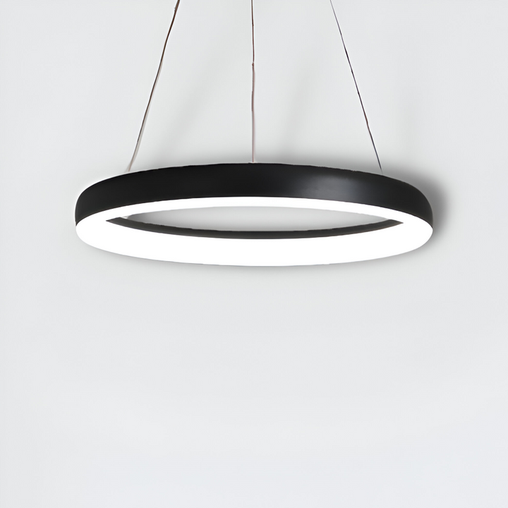 Lampe LED suspendue CircuGlow, blanche, design minimaliste, pour une lumière moderne et économe.