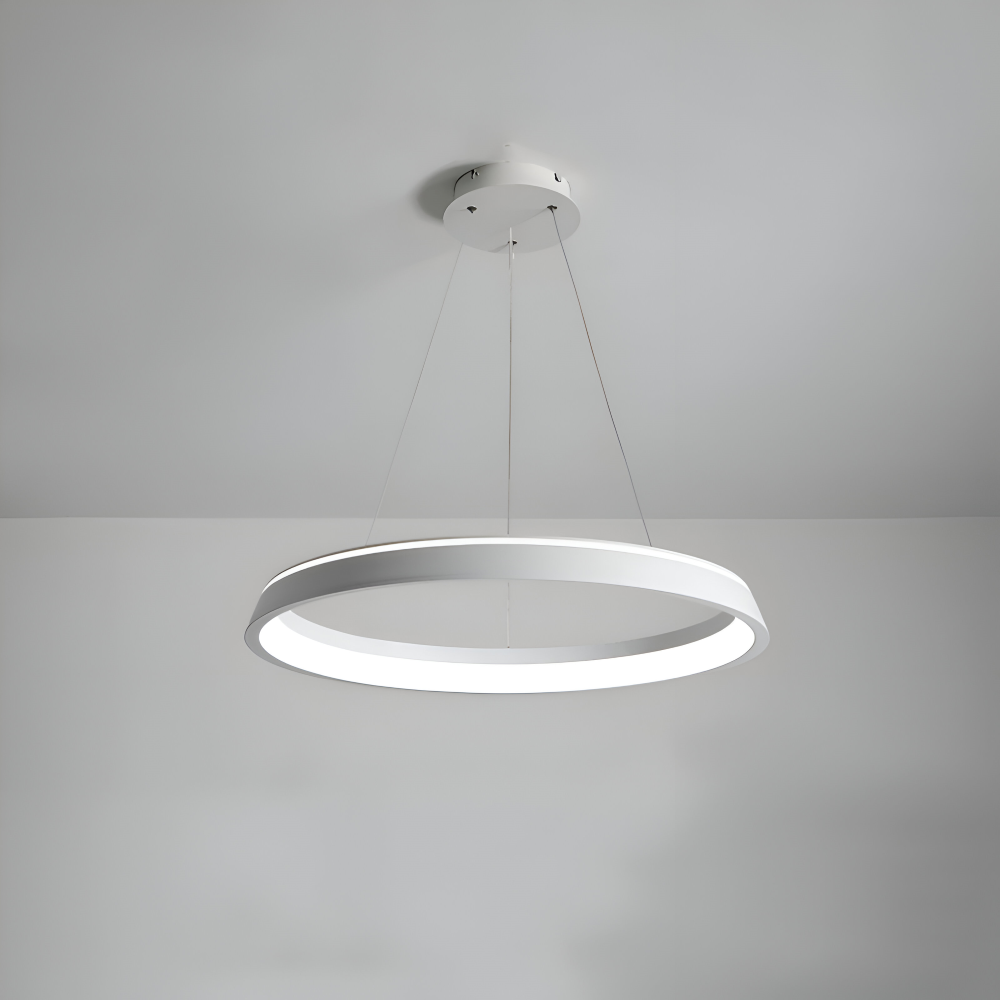 Luminaire suspendu LED CircuGlow, dimmable, pour salle à manger, style minimaliste et fonctionnel.