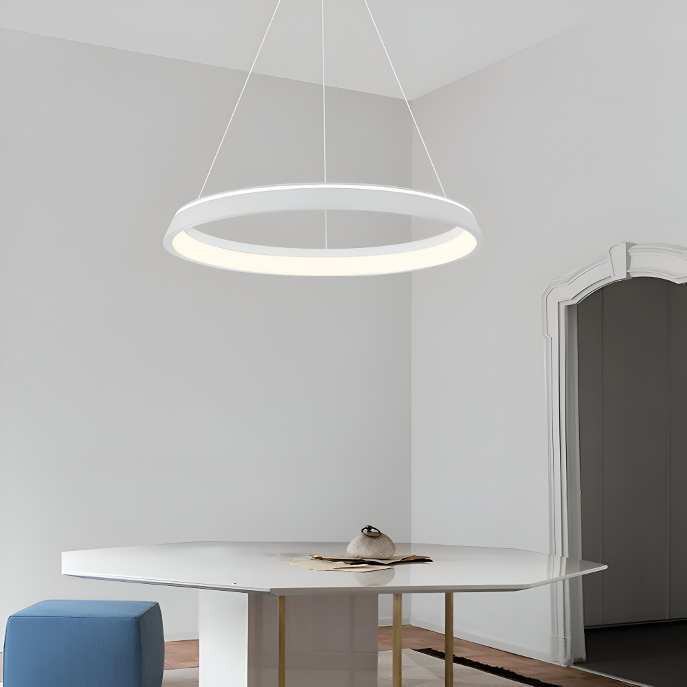 Plafonnier LED CircuGlow, lumière élégante et dimmable, parfait pour design intérieur moderne.