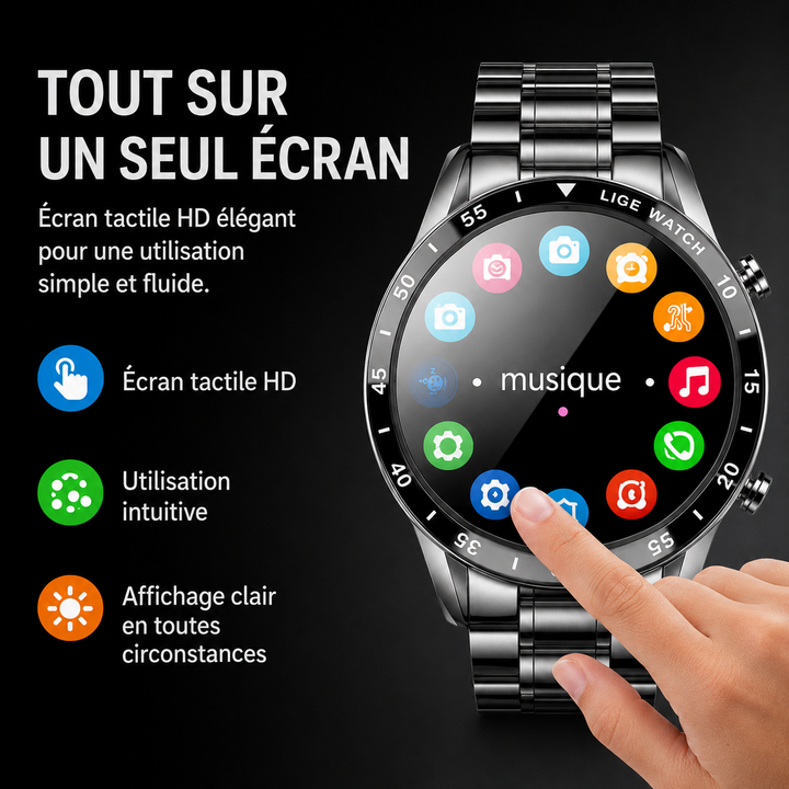 Capteurs optiques de suivi santé sous la smartwatch 4G, fréquence cardiaque et oxygène sanguin précis.