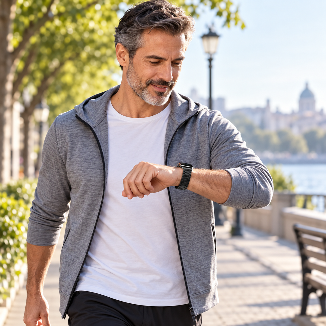 Montre connectée AeroPulse, solution complète pour votre santé, avec mesure ECG et glycémie.