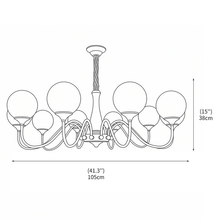 Éclairage de plafond: lustre moderne en verre soufflé et métal. Idéal pour hall, salon ou salle à manger chic.