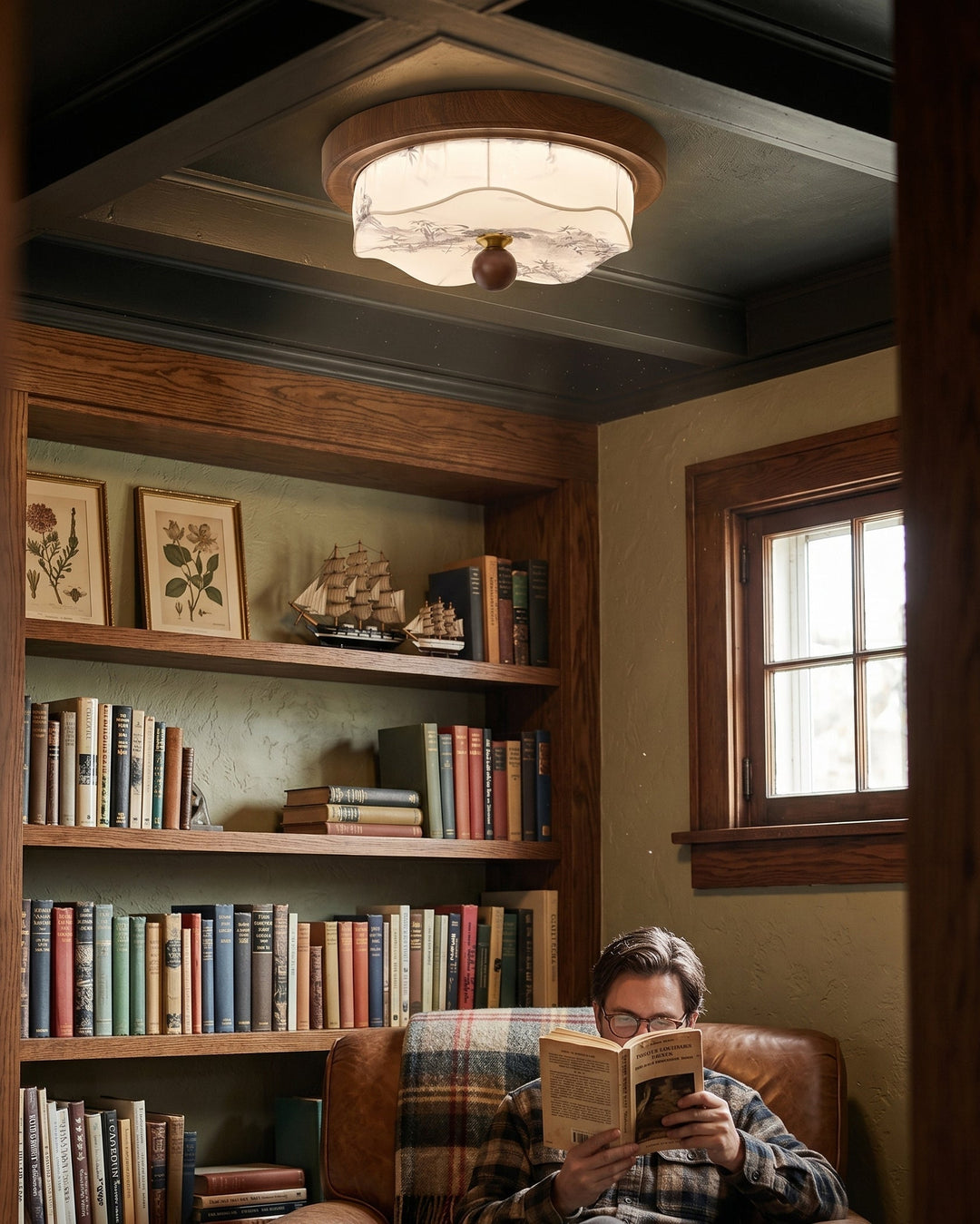 Plafonnier LED intégré, style scandinave, procure une lumière chaude pour votre décoration.