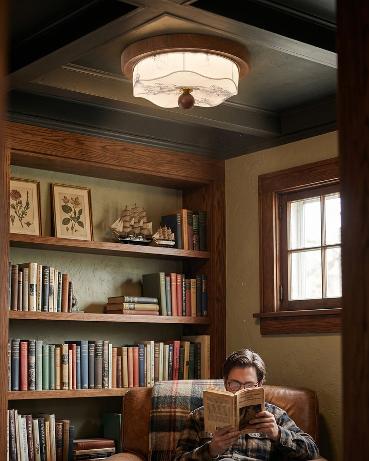 Plafonnier LED intégré, style scandinave, procure une lumière chaude pour votre décoration.