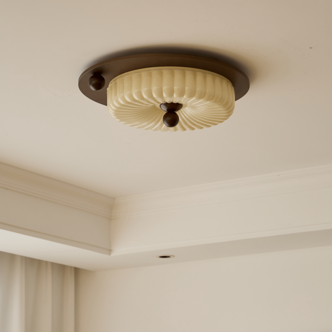 Lampe LED de plafond en verre pour chambre, lumière chaude et décoration moderne. Installation facile.