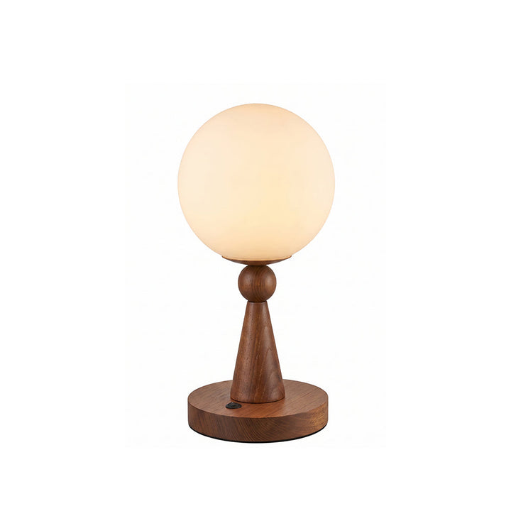 Lampe de table moderne avec abat-jour sphérique, parfaite pour éclairage d'ambiance contemporain.
