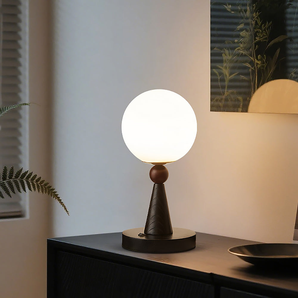 Lampe de table moderne, abat-jour sphérique blanc, pour enrichir la décoration intérieure de votre salon.