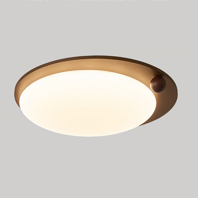 Plafonnier LED simple en bois et métal, lumière chaude, ambiance cosy pour toute pièce.