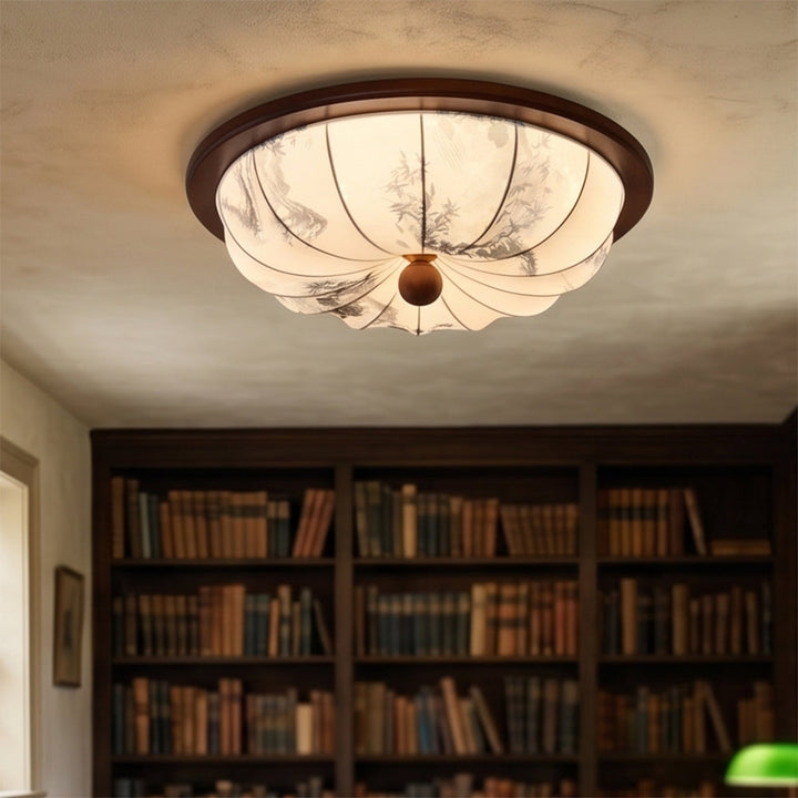 Plafonnier LED économe, lumière chaude. Ajoute une touche de style scandinave à votre décoration.