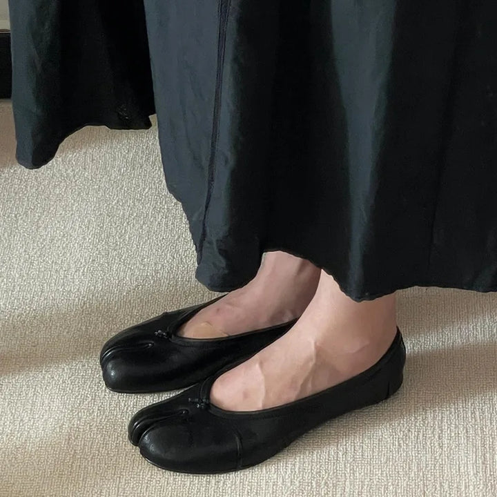 Ballerines Tabi en cuir pour femme, confortables et polyvalentes, idéales pour le quotidien printemps-automne.