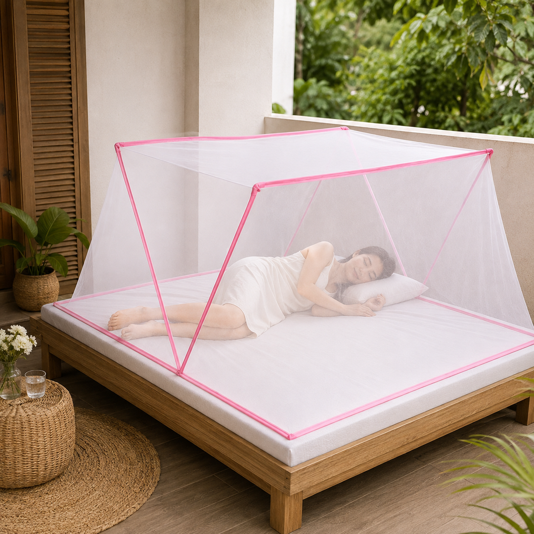 Dôme moustiquaire MosquiDome pour un sommeil sans insectes, tente pliable pour camping, voyage et usage intérieur.
