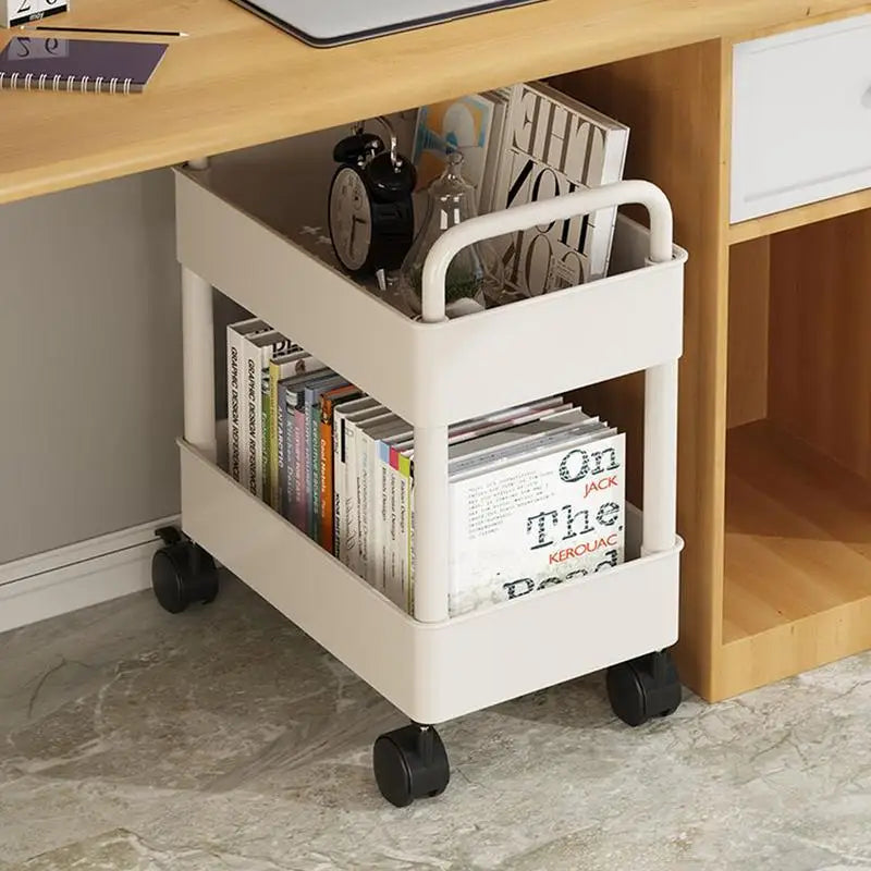 Chariot de rangement mobile Rollit à 3 niveaux, idéal bureau, salon. Étagère compacte et multifonctionnelle à roulettes.