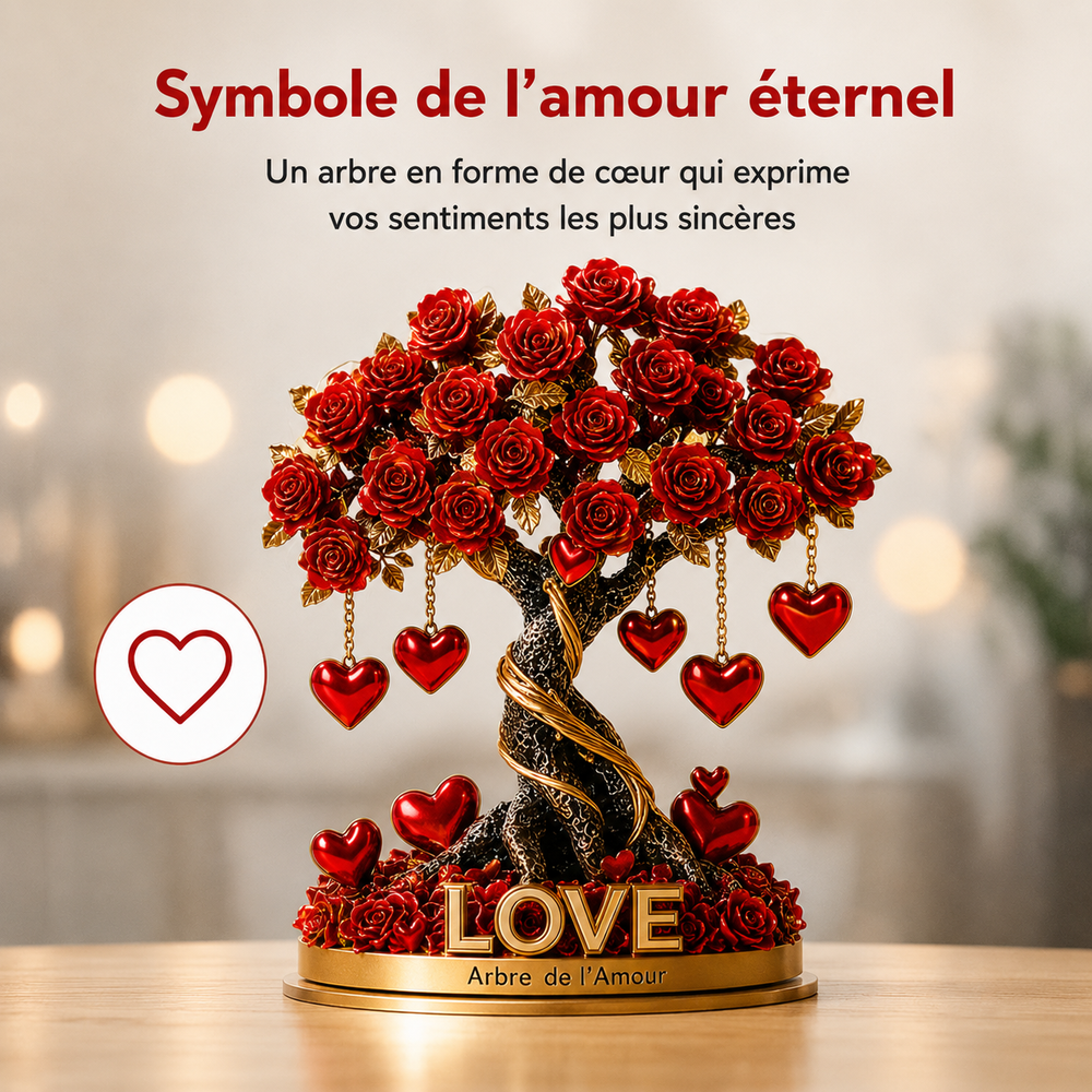 Objet décoratif cœur en cristal rose, avec élégante base dorée pour cadeau d'amour.