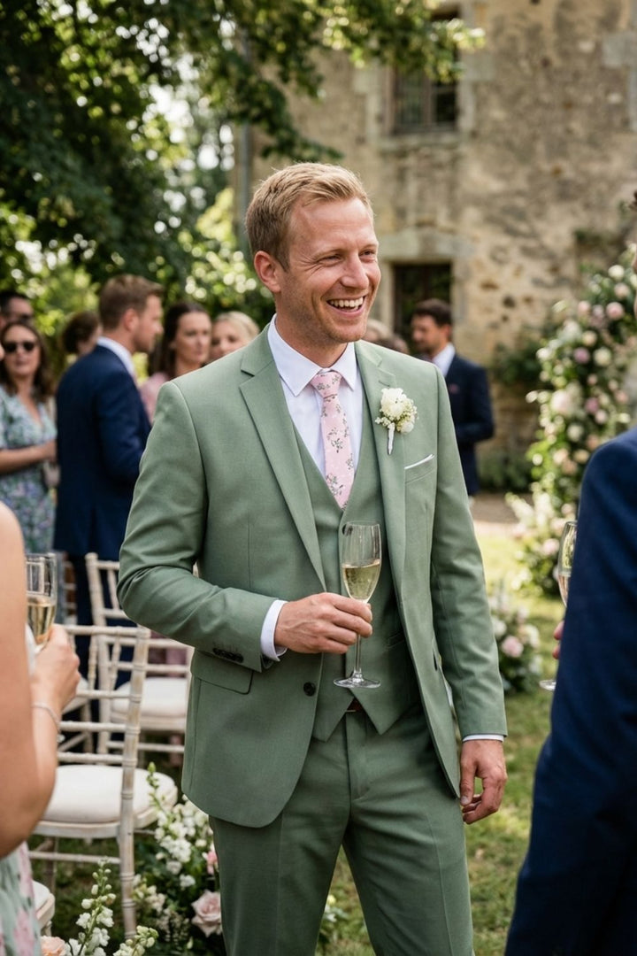 Costume mariage homme 3 pièces blanc cassé, élégance sophistiquée pour le grand jour, coupe moderne.