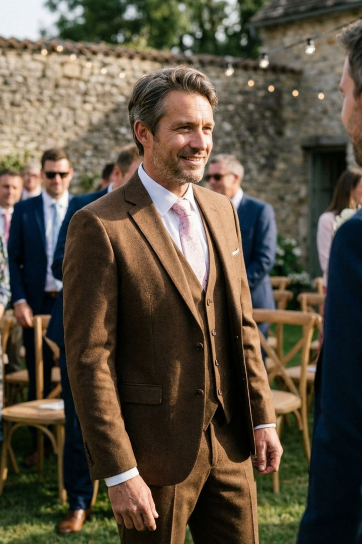 Pantalon de costume homme 3 pièces ajusté, détail de la jambe et pli, pour une silhouette élancée.
