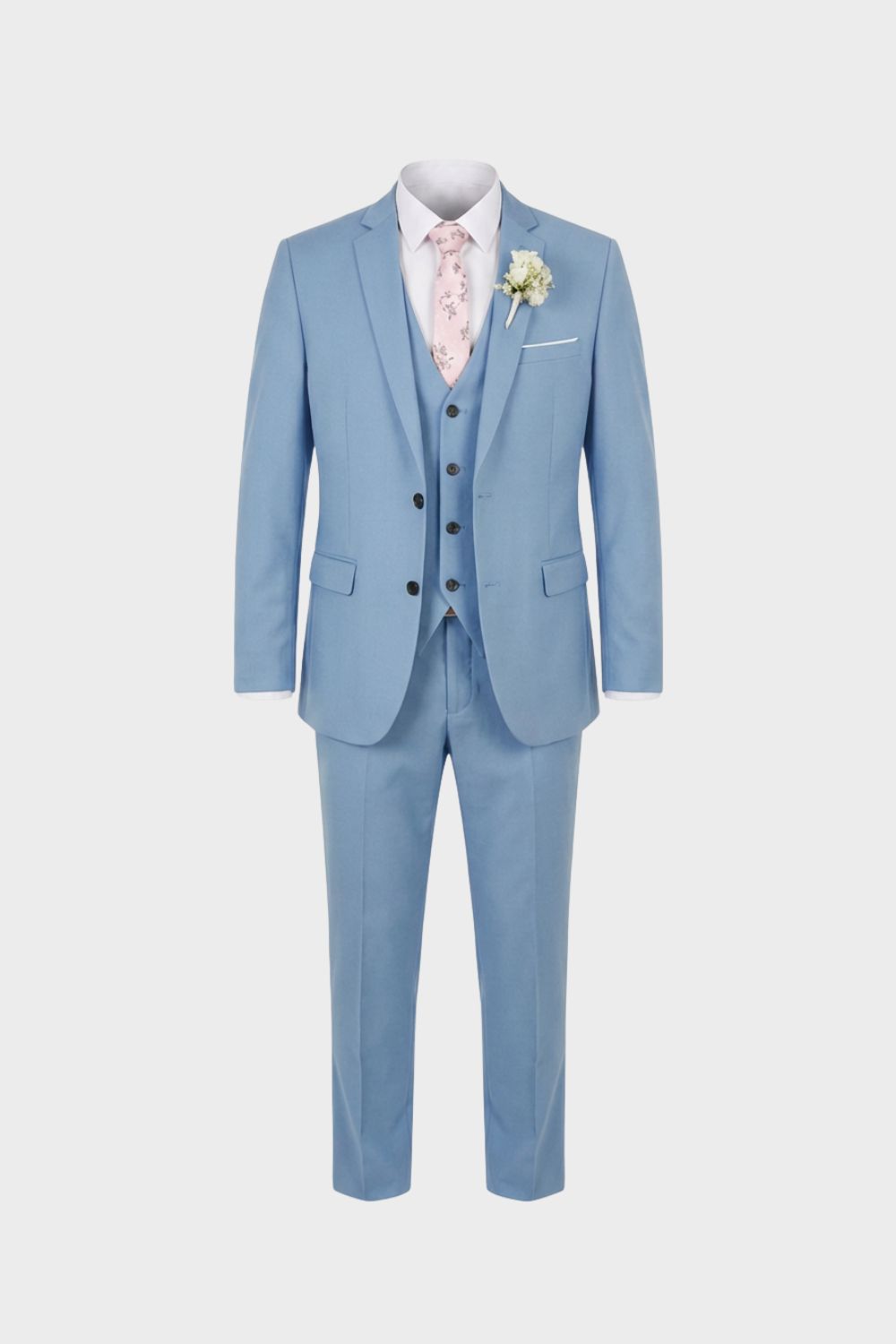 Costume 3 pièces homme bleu ardoise, pour affaires ou cérémonies, incarnant l'élégance moderne.