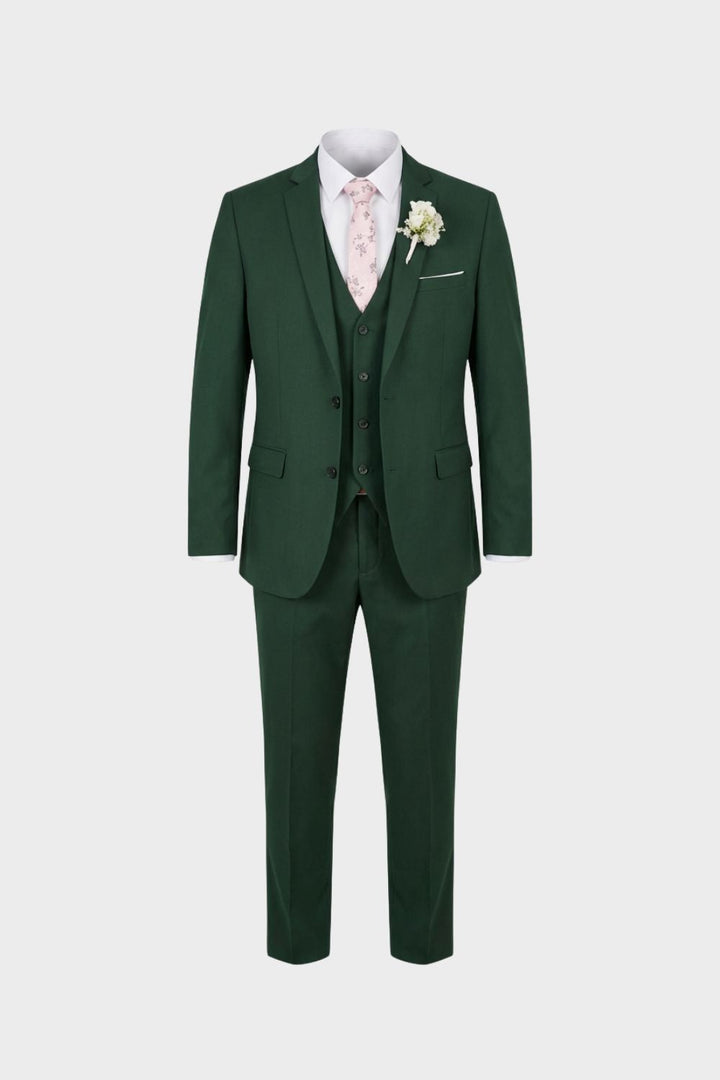 Ensemble costume 3 pièces noir classique, veste, gilet et pantalon, pour une élégance masculine intemporelle.