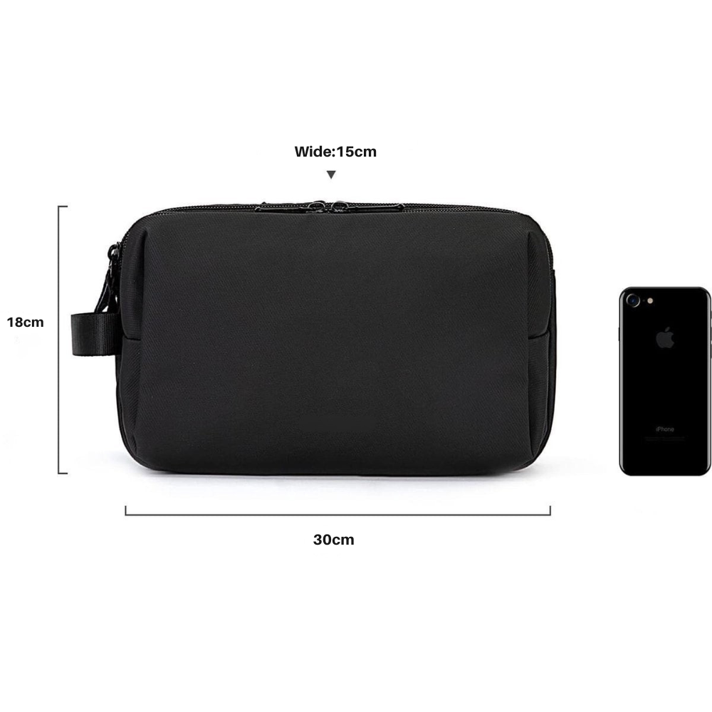 Organisateur de voyage étanche pour homme, trousse de toilette suspendue idéale pour la salle de bain ou le sport.