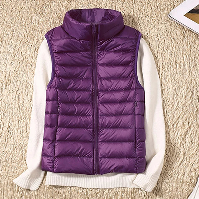Doudoune chic femme Lara, sans manches, légère & chaude, idéale pour la mi-saison, mode féminine.