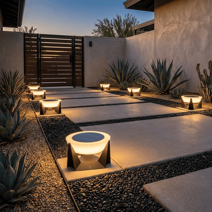 Ambiance chaleureuse: lampe solaire extérieure, parfaite pour un éclairage de jardin doux.
