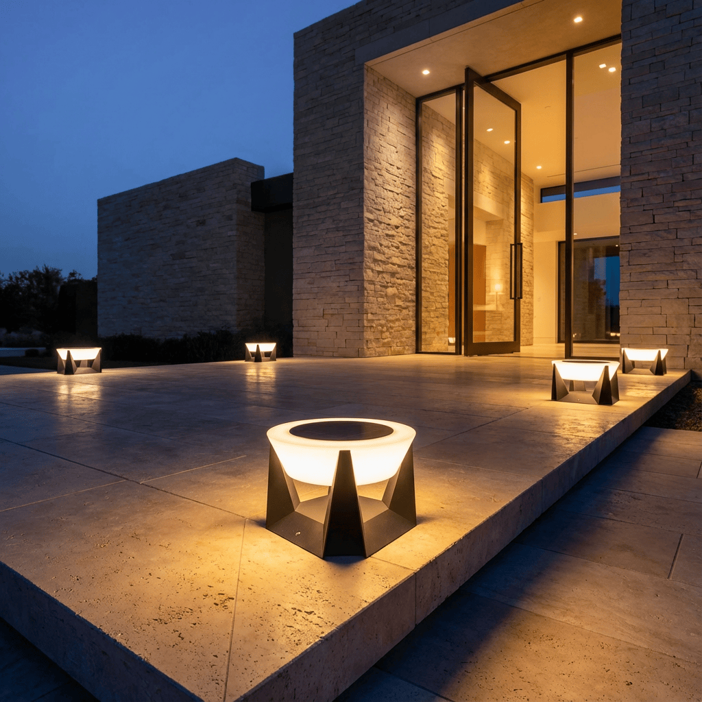 Lampe solaire pour jardin, résistant aux intempéries, crée une ambiance relaxante.