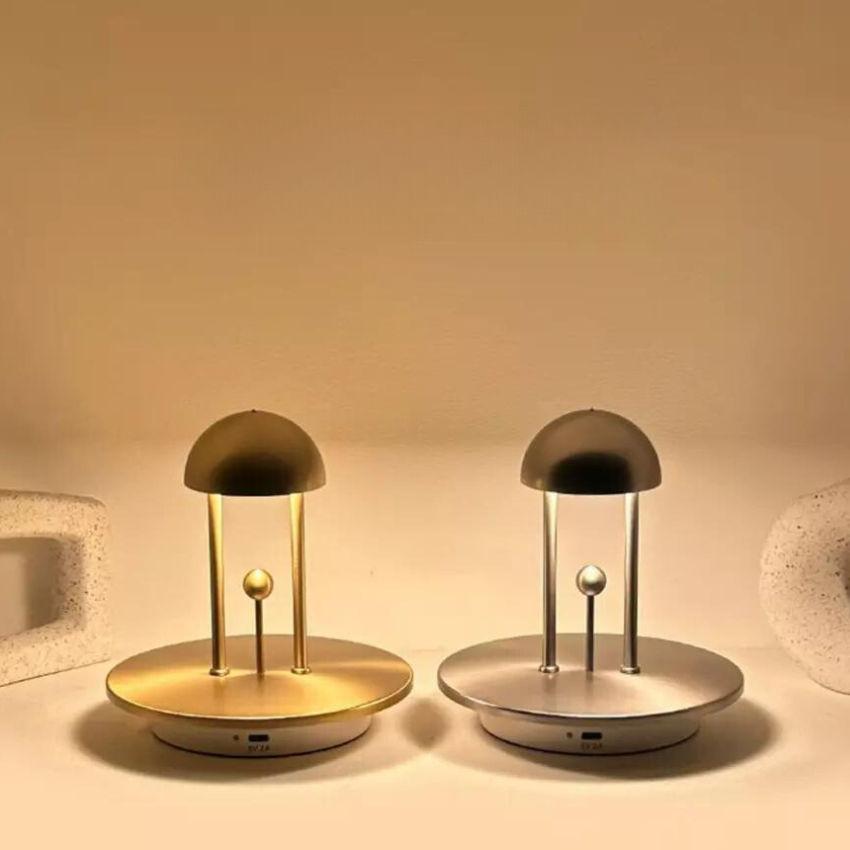 Lampe de table LED sans fil en métal, portable, avec contrôle tactile pour une ambiance personnalisée.