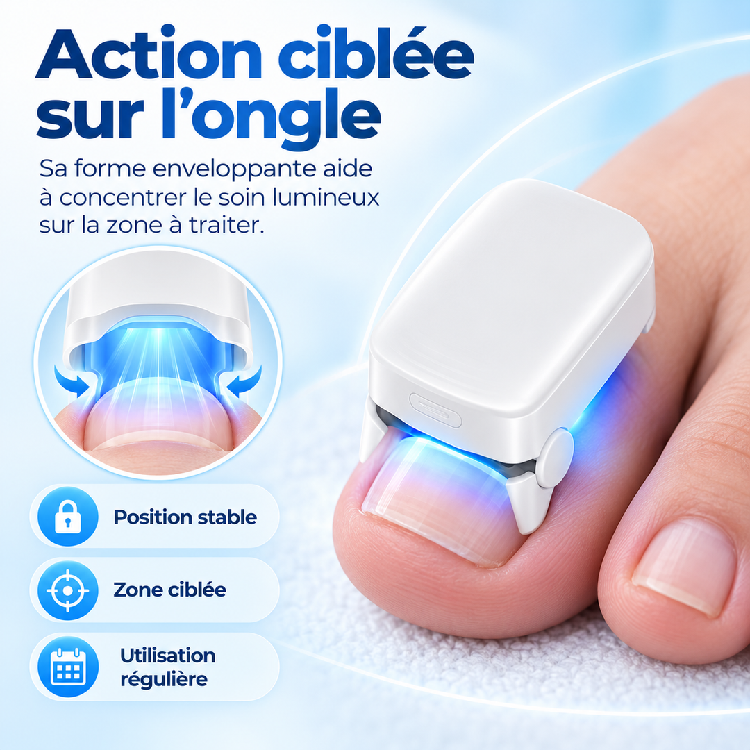 Routine beauté : appareil laser pour l'hygiène et le soin profond des ongles, résultats professionnels à la maison.