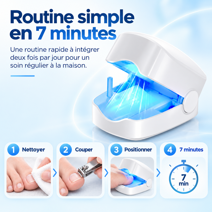 Technologie laser pour des ongles impeccables, appareil de soin à domicile pour une beauté durable des mains.