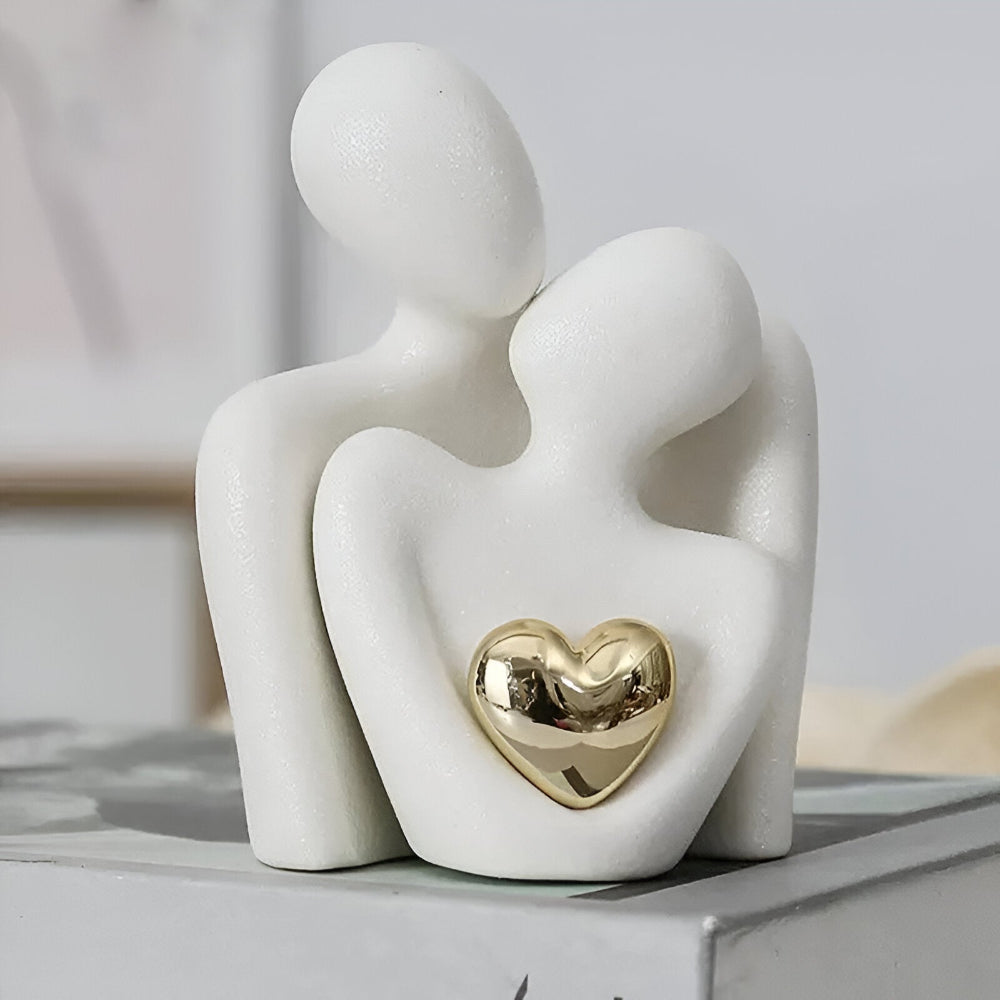 Figurine de couple abstraite, sculpture d'amour minimaliste. Décoration intérieure élégante pour maison moderne.