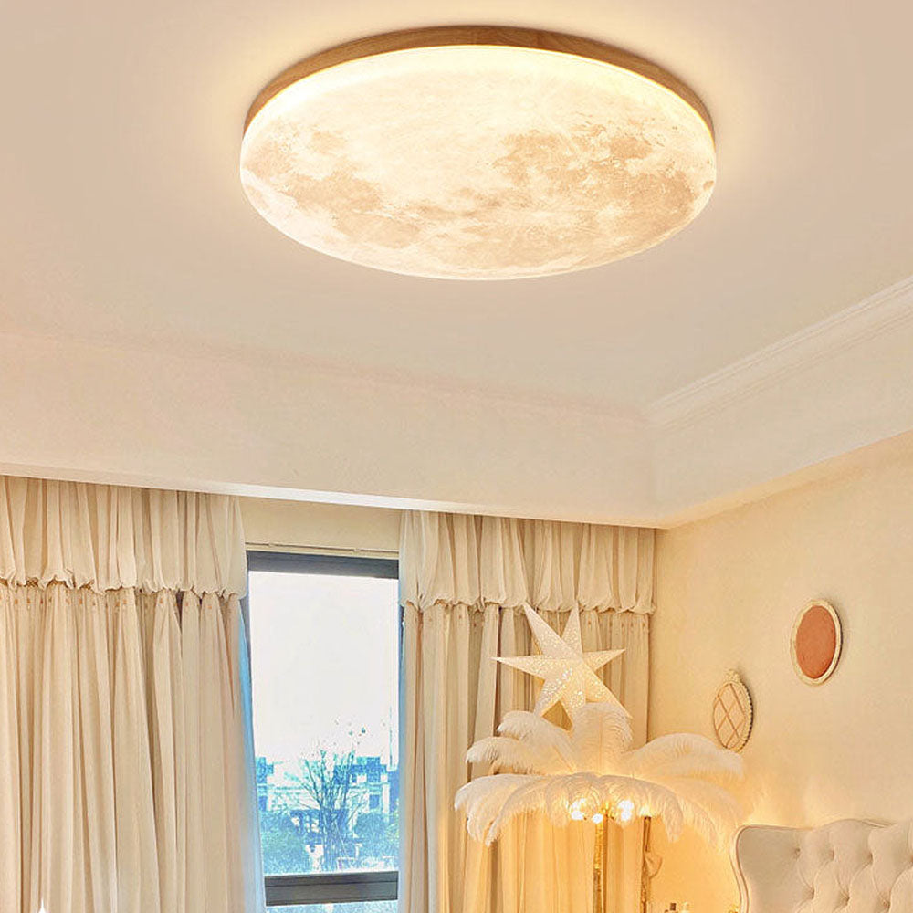 Lampe de plafond lune 3D LED, éclairage économe en énergie pour décoration intérieure moderne.